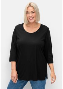 Große Größen 3/4-Arm-Shirt mit dezent glänzender Blende Gr. 48/50 schwarz von sheego für Damen