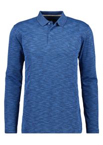 Poloshirt Ragman, Herren, Gr. M, blau (blau, melange, 765), Baumwollmischung, casual, regular fit, ohne Ausschnitt, Langarm, Shirts