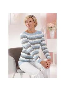Classic Dog Strickpullover CLASSIC "Pullover", Damen, Gr. 52, blau (eisblau, steingrau, geringelt), 100% Polyacryl, gemustert, gestreift, mehrfarbig, Pullover Strickpullover