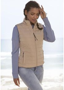 ELBSAND Steppweste beige Gr. L (40) für Damen. Ohne Ausschnitt und Logodruck. Körpernah