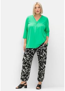 Große Größen Jerseyhose mit Smokbund und Saumbündchen Gr. 58 schwarz von sheego für Damen