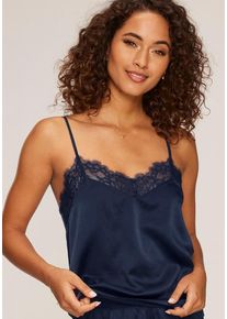 Lascana Spitzentop 'Alana' blau Gr. 36/38 für Damen. Mit tiefer V-Ausschnitt