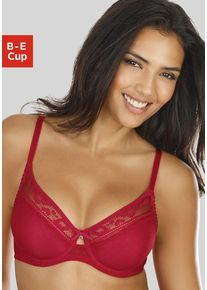 Vivance T-Shirt-BH rot Gr. 70B. Mit Schmuckstein, Schleife, Spitze, Mesheinsatz. Mit Bügel. Nachhaltig.