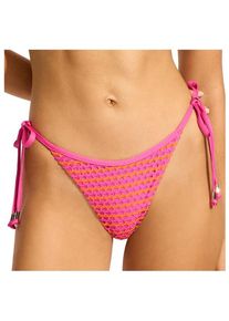 Seafolly Mesh Effect Tie Side Rio Pant Bikini-Bottom Damen Schwimmen (Gr 34 |rosa)