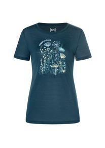 super.natural Rock Flowers Tee Merinoshirt Damen (Gr S |blau)