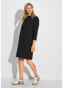 Cecil Damen Jerseykleid, schwarz, casual, Gr. XS, Strukturmuster, Stoff, Sweatware, 68% Polyester, 28% Viskose, 4% Elasthan, Kleider, mit Stehkragen