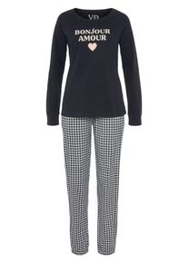 Vivance Dreams Damen Pyjama, Gr. 32, schwarz, Single Jersey, Obermaterial: 100% Baumwolle, kariert, mehrfarbig, feminin, Homewear-Sets, mit großem