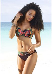 Vivance Damen Bügel-Bandeau-Bikini, braun, Gr. 34, bedruckt, floral, Polyamid, Microfaser, Bikini-Sets, mit Wickeloptik