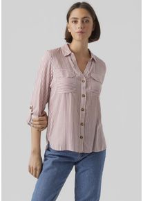 Véro Moda VERO MODA Damen Hemdbluse "VMBUMPY L/S SHIRT NEW WVN GA NOOS", rosa, modisch, Gr. XXL, gestreift, Web, Obermaterial: 100% Viskose, Blusen