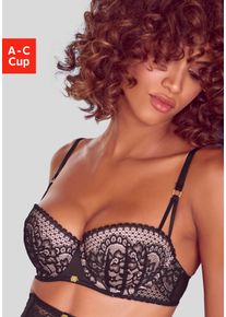JETTE Damen Push-up-BH "Velia", Gr. 70, schwarz, Spitze, Obermaterial: 60% Polyamid, 35% Polyester, 5% Elasthan, sexy, BHs, in Balconnet-Form, sexy