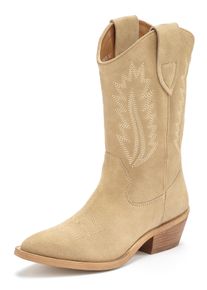 Lascana Damen Cowboy Boots, Gr. 38, beige, Obermaterial: 100% Rindsleder. Futter: 100% Lederimitat. Decksohle: 100% Lederimitat. Laufsohle: 100%