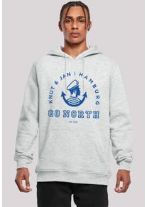 F4NT4STIC Herren Kapuzenpullover "Go North Logo", grau, casual, Gr. XXL, Obermaterial: 65% Baumwolle, 35% Polyester, Pullover, Print