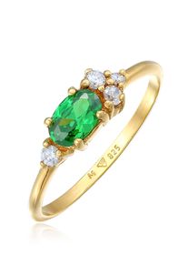 Elli Damen Fingerring "Zirkonia Grün Smaragd Verlobung 925 Silber", 54mm,mit Steinen, Silber 925 (Sterlingsilber), 1.34mm, gold, Silber 925