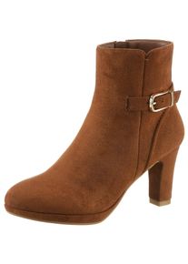 ANISTON SHOES Damen Stiefelette, Gr. 36, braun, Textil, Veloursleder, elegant, Schuhe, Reißverschluss-Stiefelette, Trichterabsatz - NEUE KOLLEKTION
