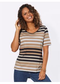 Casual Looks Damen Kurzarmshirt "Shirt", blau, Gr. 44, gemustert, gestreift, mehrfarbig, 50% Baumwolle, 50% Modal, Shirts