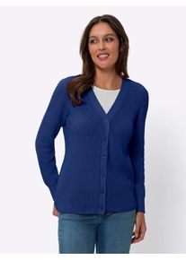 Classic Basics Damen Strickjacke, blau, Gr. 54, unifarben, 50% Baumwolle, 50% Polyacryl, Strickjacken