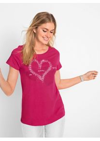 Damen Kurzarmshirt "Baumwoll-Shirt", pink, Gr. 38, unifarben, gemustert, 100% Baumwolle, Shirts