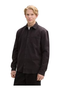 Herren Langarmhemd, grau, casual, Gr. L, Tom Tailor Denim, unifarben, Web, Obermaterial: 100% Baumwolle, Hemden, mit Brusttasche, aus reiner Baumwolle