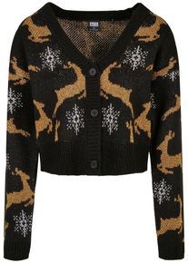 Urban Classics Damen Cardigan "Urban Classics Damen Ladies Short Oversized Christmas Cardigan", schwarz, Gr. L, unifarben, 70% Polyacryl, 20%