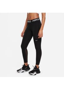 Nike Damen Trainingstights "PRO WOMEN'S MID-RISE MESH-PANELED LEGGINGS", schwarz, sportlich, Gr. XL, Obermaterial: 83% Polyester, 17% Elasthan, Hosen