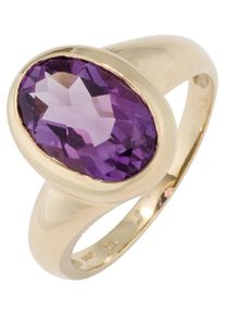 Jobo Damen Goldring, 58, Gelbgold 585, gelb, Gelbgold 585, Fingerringe, 585 Gold mit Amethyst