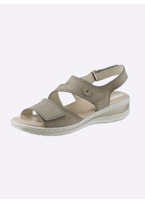 Damen Sandalette, Gr. 41, grün, Veloursleder, sportlich, Schuhe