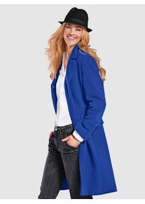 Heine Damen Kurzmantel, blau, modisch, Gr. 34, unifarben, unifarben mit Farbeinsatz, unifarben mit Farbeinsätzen, 80% Wolle, 20% Polyamid, Mäntel