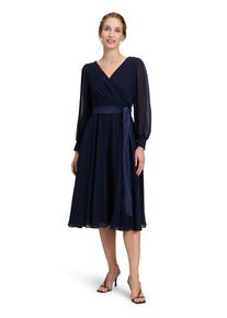 Vera Mont Damen Cocktailkleid "Vera Mont Cocktailkleid mit Gürtel", blau, feminin, Gr. 42, Chiffon, Obermaterial: 100% Polyester. Futter: 100%