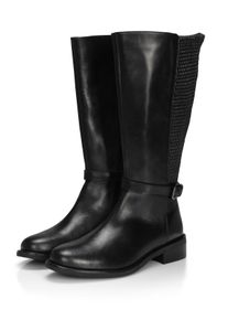 sheego Damen Weitschaftstiefel "Große Größen", Gr. 38, schwarz, Obermaterial: 100% Leder, modisch, Schuhe, aus echtem Leder, mit Zierschnalle