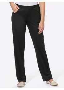 Classic Basics Damen Jerseyhose, schwarz, Gr. 50, gemustert, ethno, bedruckt, unifarben, 100% Polyester, Hosen