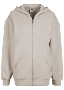 Urban Classics Damen Sweatjacke "Urban Classics Damen Ladies Oversized Zip Hoody", beige, Gr. L, unifarben, 65% Baumwolle, 35% Polyester, Sweatjacken