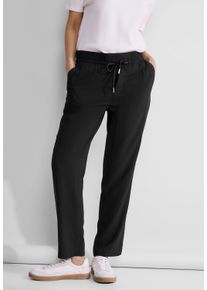 Street One Damen Röhrenhose, schwarz, casual, Gr. 34, unifarben, Stoff, 100% Viskose, Hosen, Middle Waist