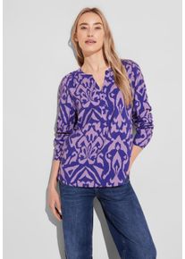 Street One Damen Langarmbluse, blau, casual, Gr. 38, bedruckt, Stoff, 100% Viskose, Blusen, mit grafischem Muster