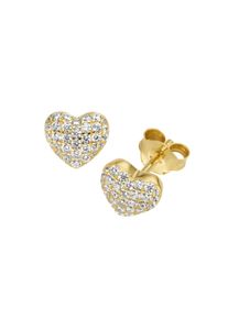 Smart Jewel Damen Paar Ohrstecker "Herz mit Zirkonia, Silber 925", Silber 925 (Sterlingsilber), gold, Silber 925 (Sterlingsilber), Ohrringe