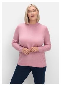 sheego Damen Stehkragenpullover "Große Größen", rosa, klassisch, Gr. 54, unifarben, Feinstrick, Obermaterial: 100% Polyacryl, Pullover, in weicher