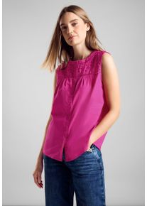 Street One Damen Blusentop, pink, casual, Gr. 46, unifarben, Web, 100% Baumwolle, Blusen, aus reiner Baumwolle