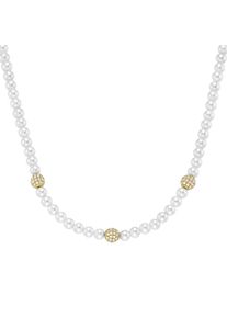 Damen Collier "mit Zirkonia und Muschelkern-Perlen, Silber 925", 45cm, Silber 925 (Sterlingsilber), gold, Giorgio Martello MILANO, Silber 925
