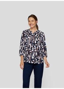 Rabe Damen Druckbluse, blau, casual, Gr. 42, bedruckt, unifarben, Web, Obermaterial: 100% Viskose, Blusen, mit Minimal-Print und Knopfleiste