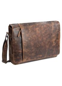 Damen Messenger Bag, GreenLand Nature, braun, Leder, vintage, Taschen, mit praktischer Einteilung