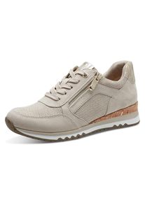 Marco Tozzi Damen Keilsneaker, Gr. 41, beige, Textil, Lederimitat, Veloursleder, sportlich, Schuhe, Freizeitschuh, Halbschuh, Schnürschuh in veganer