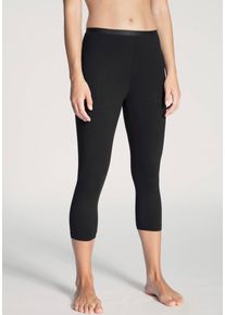 Calida Damen Leggings "Natural Comfort", Gr. S, schwarz, Single Jersey, Obermaterial: 92% Baumwolle, 8% Elasthan, unifarben, casual, Hosen, mit 3/4