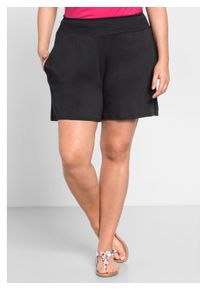 sheego Damen Shorts "Große Größen", schwarz, casual, Gr. 50, unifarben, Obermaterial: 95% Viskose, 5% Elasthan, Hosen, mit Smokbund und zwei Taschen