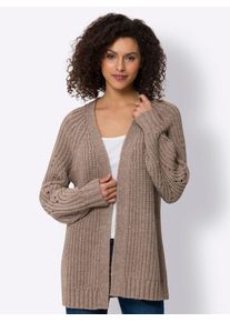 Heine Damen Strickjacke, beige, Gr. 38, unifarben, 45% Polyacryl, 30% Polyamid, 25% Polyester, Strickjacken