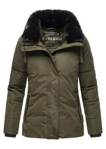 Navahoo Damen Winterjacke "Frostii XIV", grün, modisch, Gr. M, Material: 100% Polyester, Jacken, modische Damen Winter Steppjacke mit Kunstfellkragen