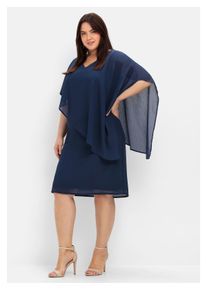 sheego Damen Cocktailkleid "Große Größen", blau, elegant, Gr. 56, unifarben, Obermaterial: 100% Polyester;Futter: 100% Polyester, Kleider, mit