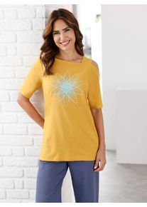 Damen Longshirt "Longshirt", gelb, Gr. 46, gemustert, unifarben, 100% Baumwolle, Shirts