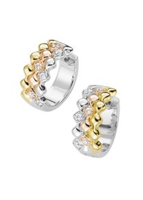 Damen Paar Creolen "mit Zirkonia, tricolor, Silber 925", Silber 925 (Sterlingsilber), rosa, Giorgio Martello MILANO, Silber 925 (Sterlingsilber),