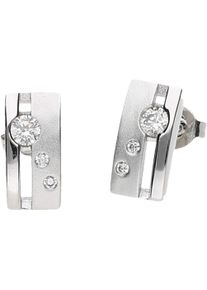 Firetti Damen Paar Ohrstecker "Schmuck Geschenk Ohrschmuck Ohrringe matt glanz", Messing, silber, Messing, Ohrringe, mit Zirkonia (synth.)