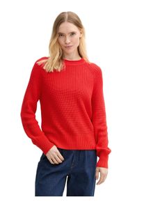 Damen Strickpullover, rot, modisch, Gr. M, Tom Tailor Denim, Strick, Obermaterial: 50% Baumwolle, 50% Polyacryl, Pullover, mit Strick-Struktur