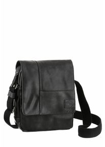 Camel Active Damen Umhängetasche "Laos", schwarz, Polyurethan, Polyurethan (PU), beschichtet, kontrastfarbene Details, leichte Abriebeffekte, Retro,